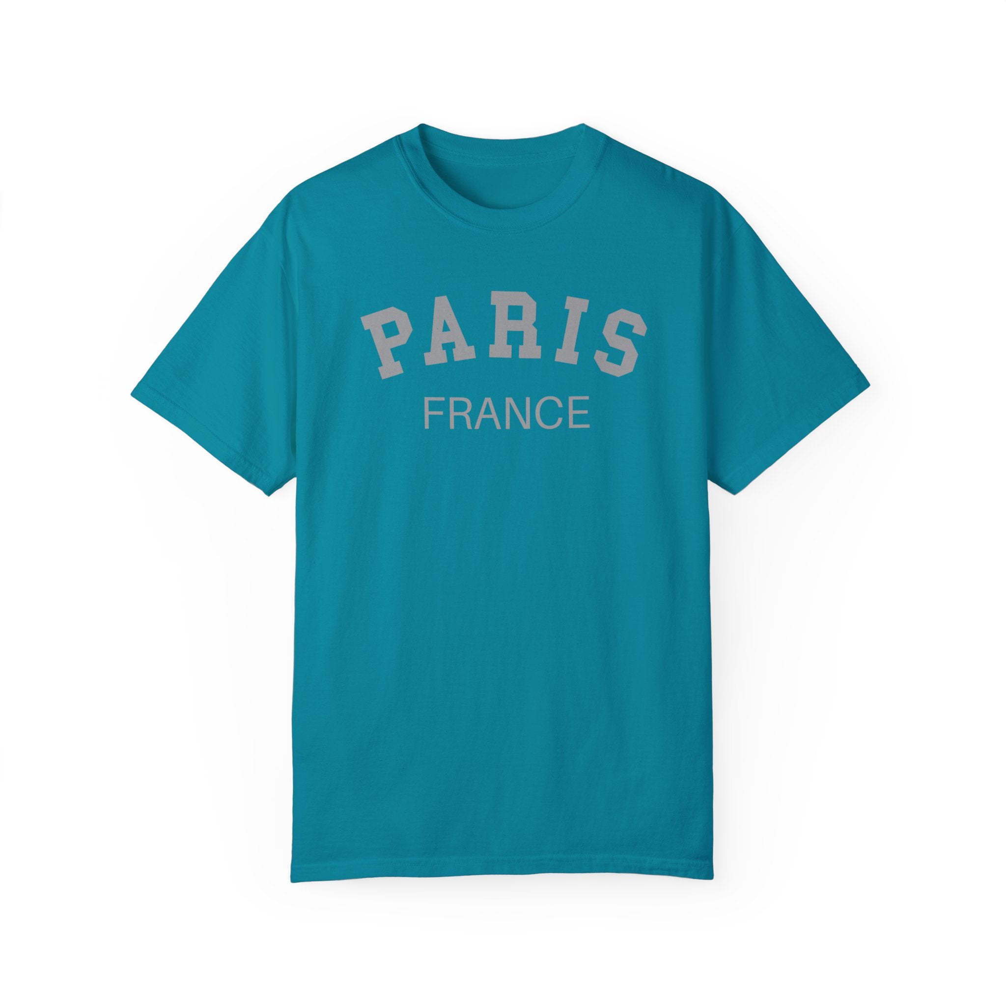 Paris France Varsity Shirt, Cool Tones Comfort Colors, Oversized French Travel T-shirt, French Wedding Honeymoon, Matching Group Travel Tee