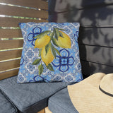 Amalfi Coast Lemons & Italian Tile Outdoor Patio Pillow