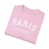 Paris France Varsity Shirt, Cool Tones Comfort Colors, Oversized French Travel T-shirt, French Wedding Honeymoon, Matching Group Travel Tee