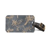Vintage Floral Damask Luggage Tag – Gray & Gold Traveler ID