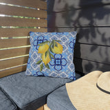 Amalfi Coast Lemons & Italian Tile Outdoor Patio Pillow