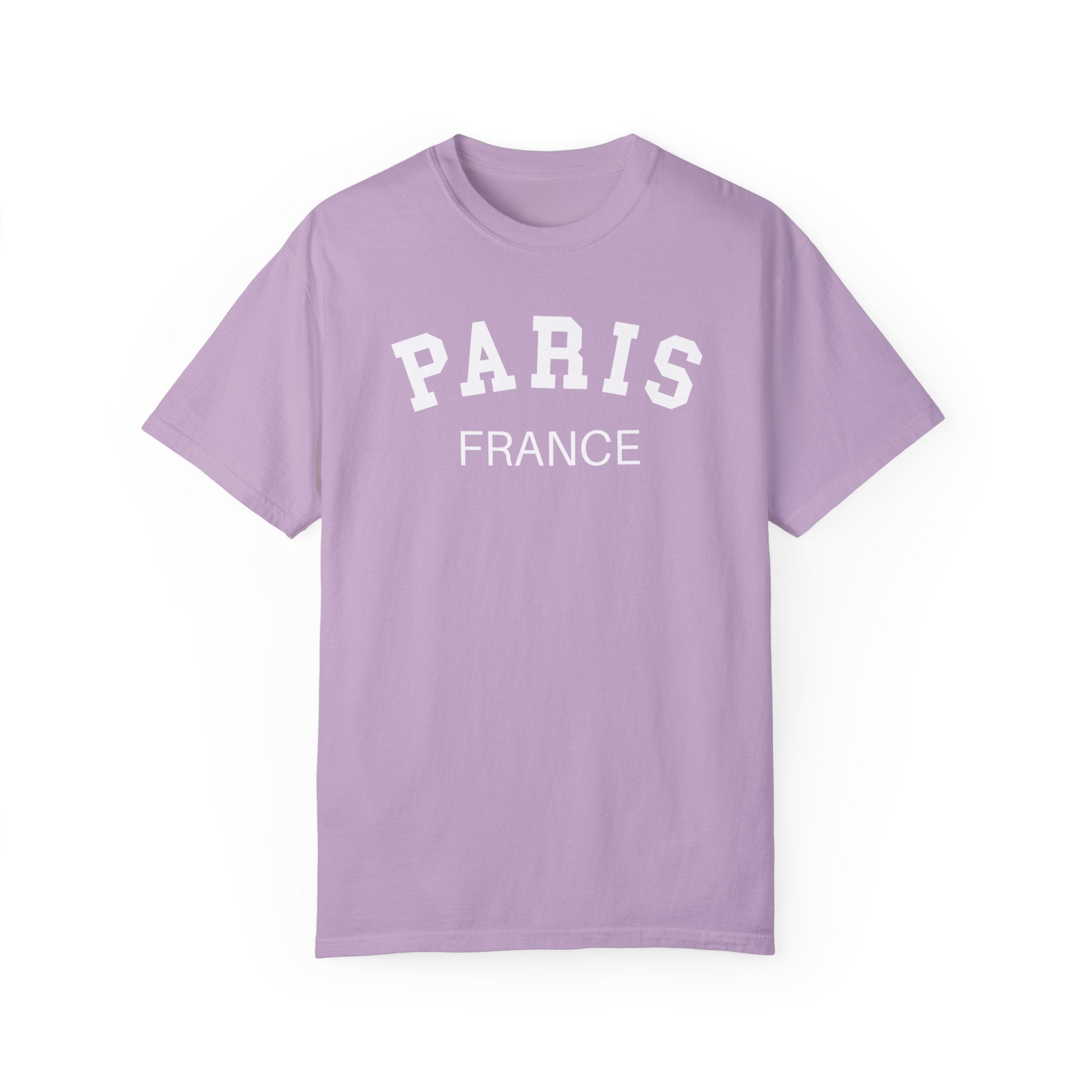 Paris France Varsity Shirt, Cool Tones Comfort Colors, Oversized French Travel T-shirt, French Wedding Honeymoon, Matching Group Travel Tee