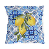 Amalfi Coast Lemons & Italian Tile Outdoor Patio Pillow