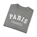 Paris France Varsity Shirt, Cool Tones Comfort Colors, Oversized French Travel T-shirt, French Wedding Honeymoon, Matching Group Travel Tee