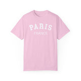 Paris France Varsity Shirt, Cool Tones Comfort Colors, Oversized French Travel T-shirt, French Wedding Honeymoon, Matching Group Travel Tee