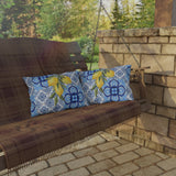 Amalfi Coast Lemons & Italian Tile Outdoor Patio Pillow