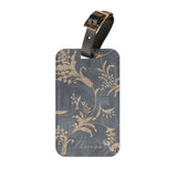 Vintage Floral Damask Luggage Tag – Gray & Gold Traveler ID