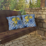 Amalfi Coast Lemons & Italian Tile Outdoor Patio Pillow