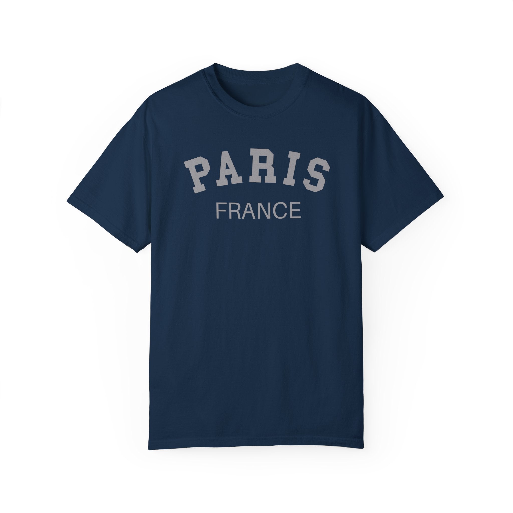 Paris France Varsity Shirt, Cool Tones Comfort Colors, Oversized French Travel T-shirt, French Wedding Honeymoon, Matching Group Travel Tee