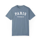 Paris France Varsity Shirt, Cool Tones Comfort Colors, Oversized French Travel T-shirt, French Wedding Honeymoon, Matching Group Travel Tee