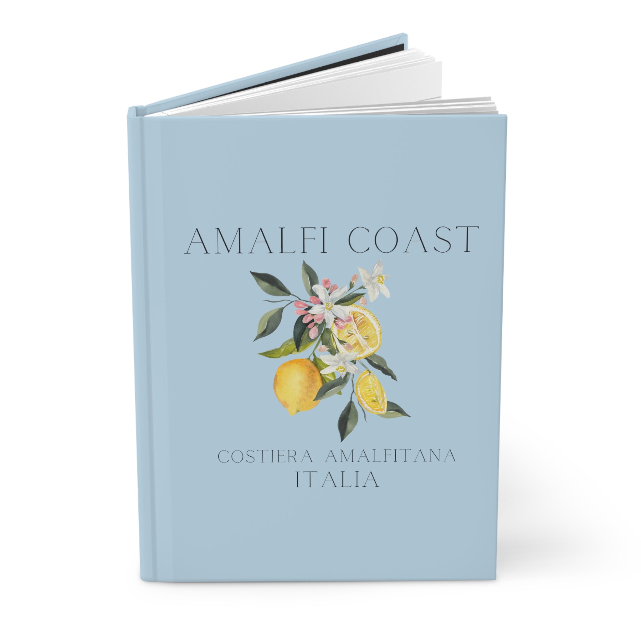 Amalfi Coast Lemons Hardcover Journal Blue. Travel Journal. Travel Log Notebook. Costiera Amalfitana, Italia. Viaggiare in Italia. La Dolce Vita. Visiting Italy or one traveling to Italy for a semester or year abroad. Great graduation present for student. Great for weddings - destination weddings in Italy, wedding honeymoons in Italy, Italian-themed wedding showers. Gift for Italian Mothers and Italian Americans.