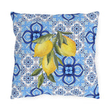 Amalfi Coast Lemons & Italian Tile Outdoor Patio Pillow