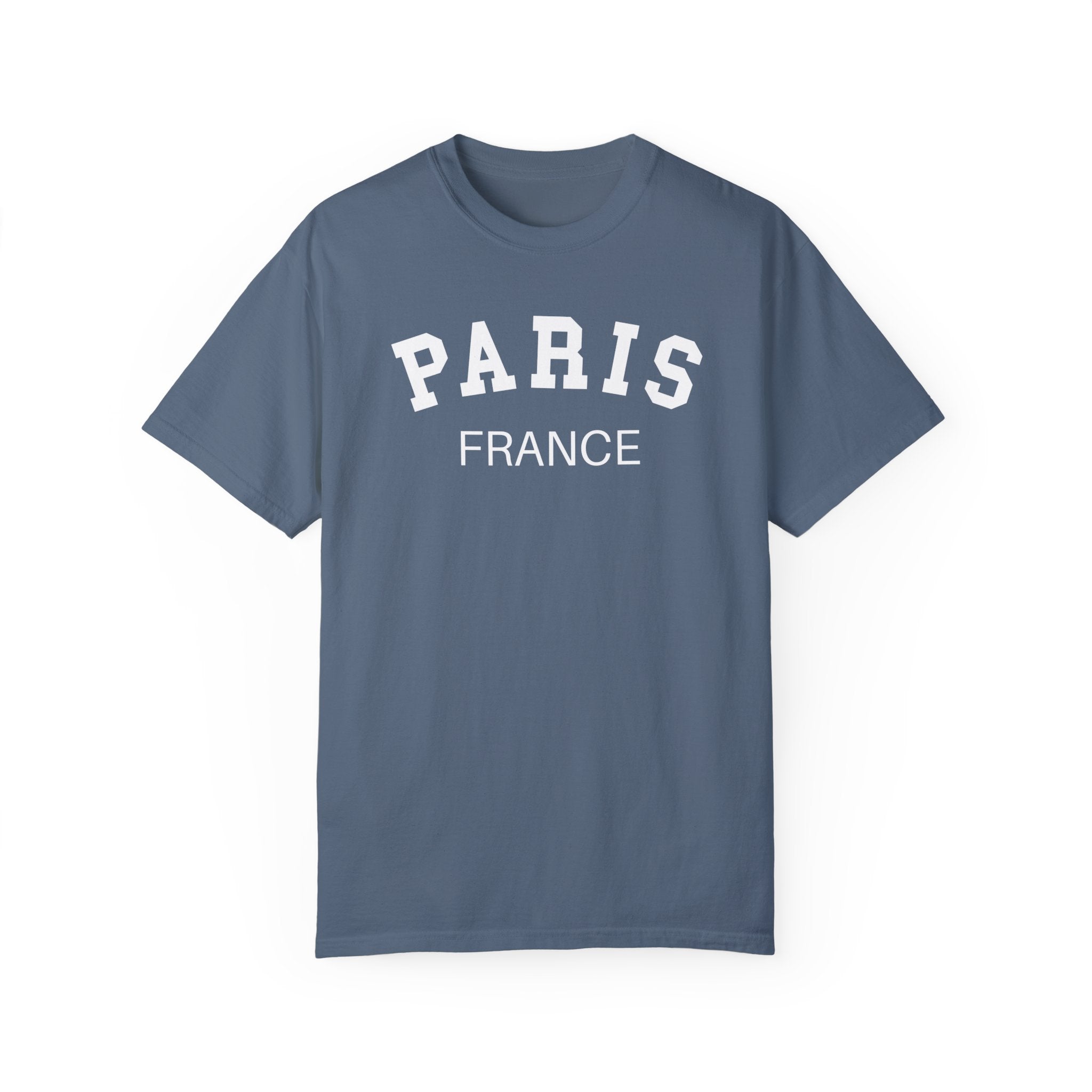 Paris France Varsity Shirt, Cool Tones Comfort Colors, Oversized French Travel T-shirt, French Wedding Honeymoon, Matching Group Travel Tee