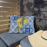 Amalfi Coast Lemons & Italian Tile Outdoor Patio Pillow