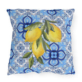 Amalfi Coast Lemons & Italian Tile Outdoor Patio Pillow